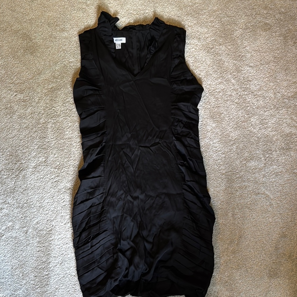 Moschino Black Sleeveless V-neck Sheath Mini Dress